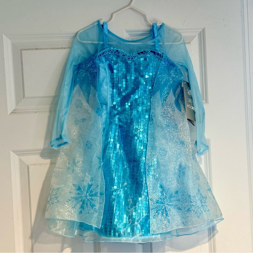 New Disney Store Frozen Elsa Costume Dress Girls 3T Sequins Princess Halloween - Picture 2 of 10